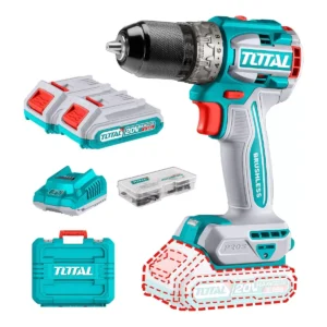 Taladro inalambrico 20V BL 2000 rpm INDUSTRIAL TOTAL TDLI20602-4 (MALETIN, CARGADOR, Y 2 BATERIAS)
