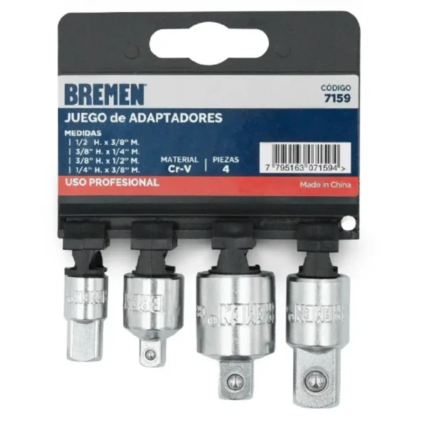 Adaptadores x 4 Pzs (1/2x3/8 - 3/8x1/4 - 3/8x1/2 - 1/4x3/8) BREMEN 7159