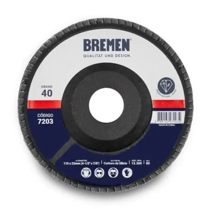 Disco Flap 4-1/2" (ø115x22mm) Silicio - 120 [10U.] BREMEN 7206