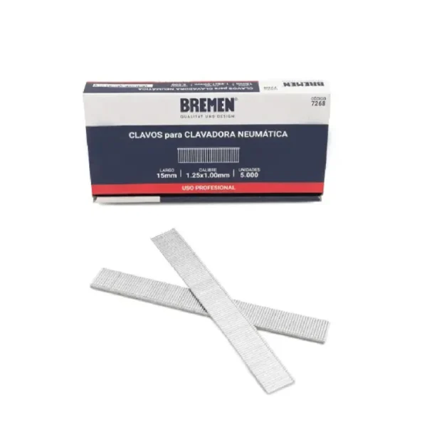 Clavos 15mm [Calibre 1.25 x 1.00mm] (Caja 5.000 uni) BREMEN 7268